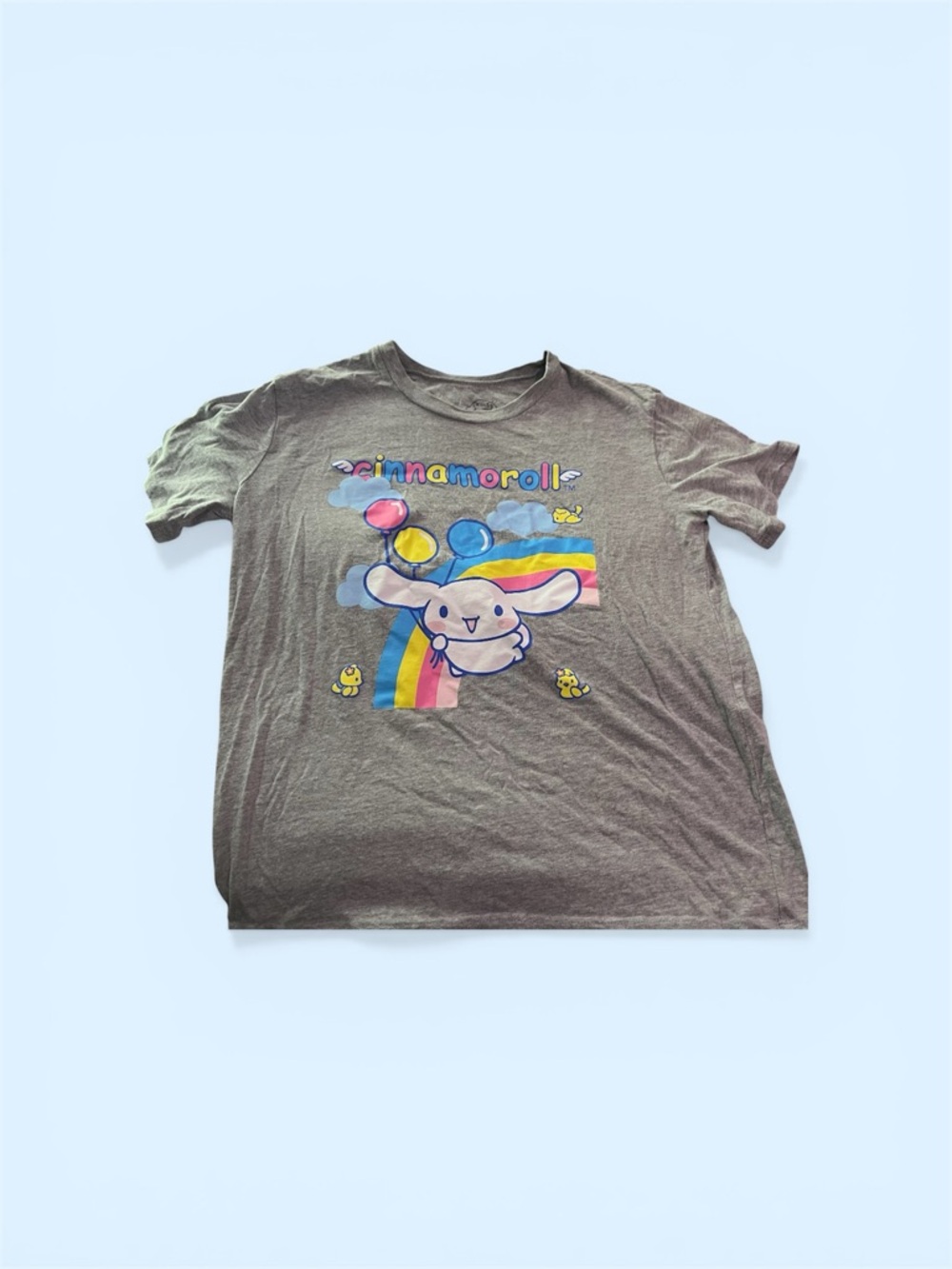 Sanrio Cinnamoroll Rainbow Graphic Tee in Gray
